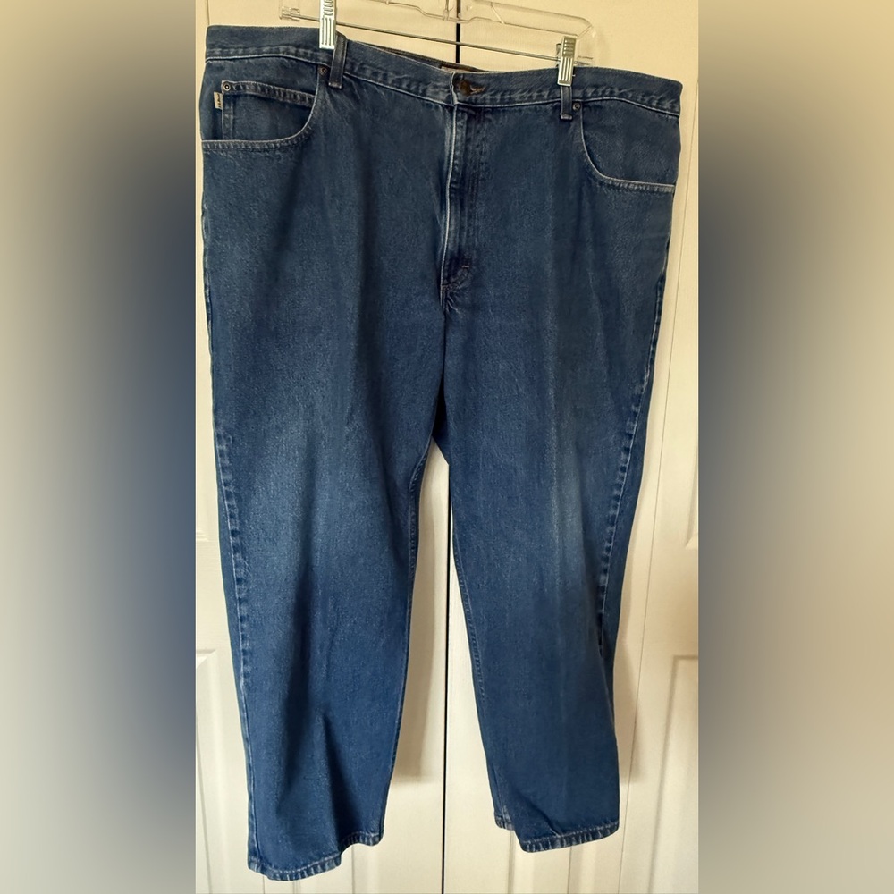 MEN'S JEANS Relaxed Fit Medium Blue Denim Wash Straight Leg LL Bean Double L - Picture 2 of 14